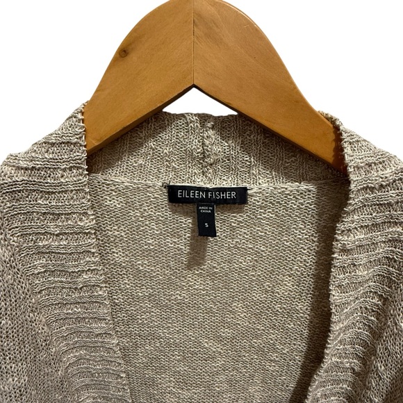 Eileen Fisher Size S Open Front Cardigan Sweater Beige Linen Natural Spring - Picture 2 of 5